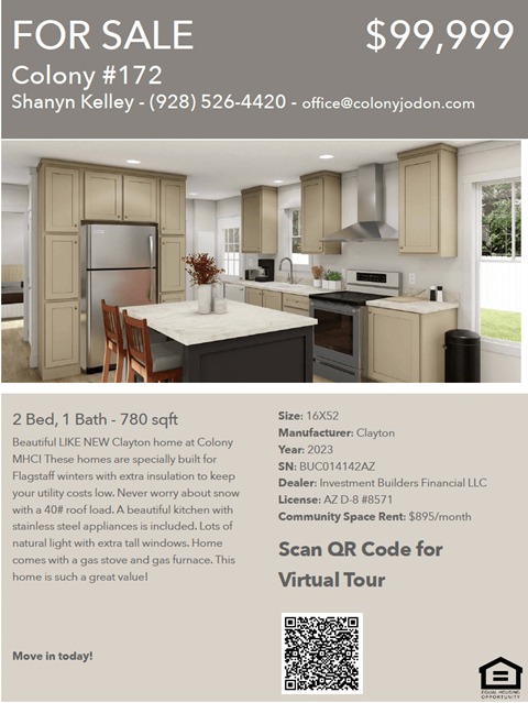 A real estate listing for a home for sale at $99,999.